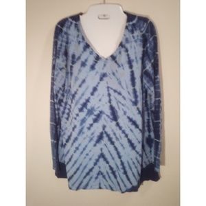 J.jill blue tie dyed cotton long sleeve top
